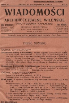 Wiadomości Archidiecezjalne Wileńskie : dwutygodnik kapłański. 1929, nr 1