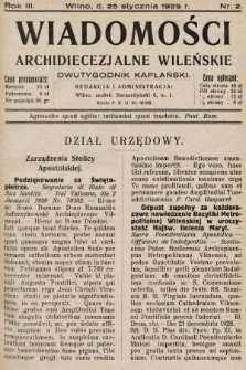 Wiadomości Archidiecezjalne Wileńskie : dwutygodnik kapłański. 1929, nr 2