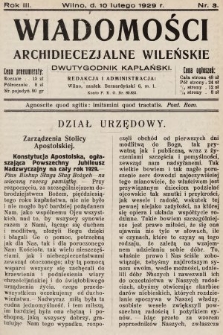 Wiadomości Archidiecezjalne Wileńskie : dwutygodnik kapłański. 1929, nr 3
