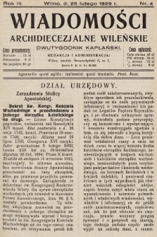Wiadomości Archidiecezjalne Wileńskie : dwutygodnik kapłański. 1929, nr 4