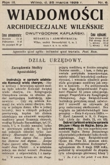 Wiadomości Archidiecezjalne Wileńskie : dwutygodnik kapłański. 1929, nr 6