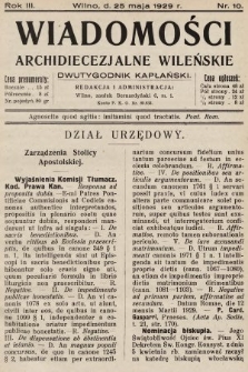 Wiadomości Archidiecezjalne Wileńskie : dwutygodnik kapłański. 1929, nr 10