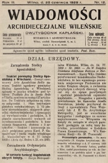 Wiadomości Archidiecezjalne Wileńskie : dwutygodnik kapłański. 1929, nr 12