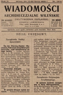 Wiadomości Archidiecezjalne Wileńskie : dwutygodnik kapłański. 1929, nr 13-14