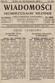 Wiadomości Archidiecezjalne Wileńskie : dwutygodnik kapłański. 1929, nr 22