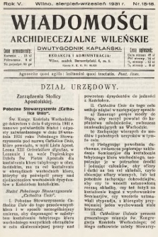 Wiadomości Archidiecezjalne Wileńskie : dwutygodnik kapłański. 1931, nr 15-18
