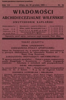 Wiadomości Archidiecezjalne Wileńskie : dwutygodnik kapłański. 1933, nr 24