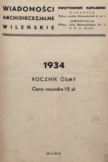 Wiadomości Archidiecezjalne Wileńskie : dwutygodnik kapłański. 1934, spis rzeczy
