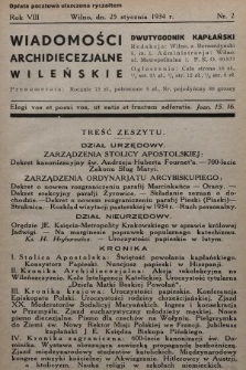 Wiadomości Archidiecezjalne Wileńskie : dwutygodnik kapłański. 1934, nr 2