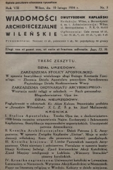 Wiadomości Archidiecezjalne Wileńskie : dwutygodnik kapłański. 1934, nr 3