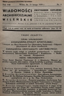 Wiadomości Archidiecezjalne Wileńskie : dwutygodnik kapłański. 1934, nr 4