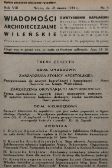 Wiadomości Archidiecezjalne Wileńskie : dwutygodnik kapłański. 1934, nr 6