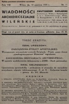 Wiadomości Archidiecezjalne Wileńskie : dwutygodnik kapłański. 1934, nr 11