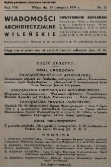 Wiadomości Archidiecezjalne Wileńskie : dwutygodnik kapłański. 1934, nr 22