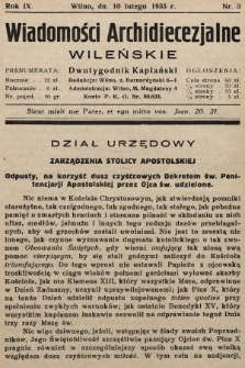 Wiadomości Archidiecezjalne Wileńskie : dwutygodnik kapłański. 1935, nr 3