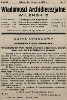 Wiadomości Archidiecezjalne Wileńskie : dwutygodnik kapłański. 1935, nr 5