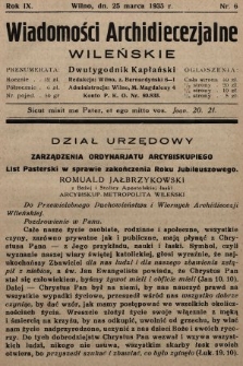 Wiadomości Archidiecezjalne Wileńskie : dwutygodnik kapłański. 1935, nr 6