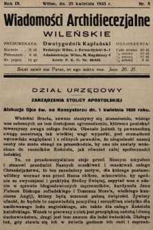 Wiadomości Archidiecezjalne Wileńskie : dwutygodnik kapłański. 1935, nr 8