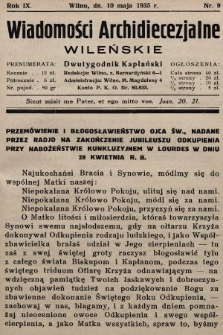Wiadomości Archidiecezjalne Wileńskie : dwutygodnik kapłański. 1935, nr 9