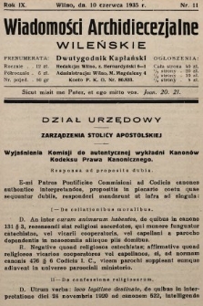 Wiadomości Archidiecezjalne Wileńskie : dwutygodnik kapłański. 1935, nr 11
