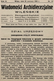 Wiadomości Archidiecezjalne Wileńskie : dwutygodnik kapłański. 1935, nr 12