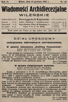 Wiadomości Archidiecezjalne Wileńskie : dwutygodnik kapłański. 1935, nr 23