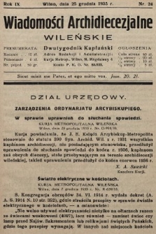 Wiadomości Archidiecezjalne Wileńskie : dwutygodnik kapłański. 1935, nr 24