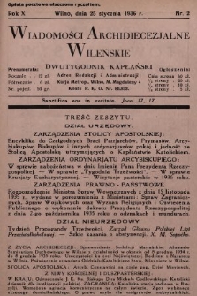 Wiadomości Archidiecezjalne Wileńskie : dwutygodnik kapłański. 1936, nr 2