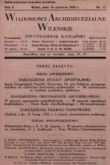 Wiadomości Archidiecezjalne Wileńskie : dwutygodnik kapłański. 1936, nr 11