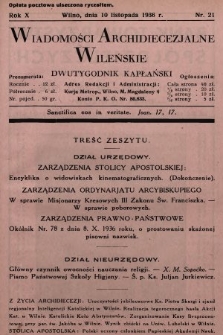 Wiadomości Archidiecezjalne Wileńskie : dwutygodnik kapłański. 1936, nr 21