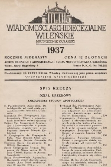 Wiadomości Archidiecezjalne Wileńskie : dwutygodnik kapłański. 1937, spis rzeczy