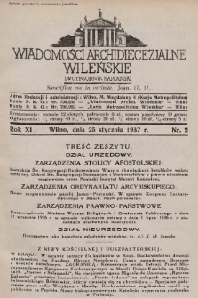 Wiadomości Archidiecezjalne Wileńskie : dwutygodnik kapłański. 1937, nr 2
