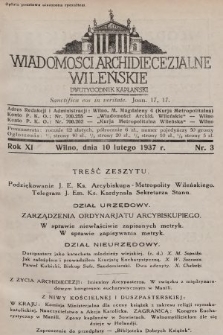 Wiadomości Archidiecezjalne Wileńskie : dwutygodnik kapłański. 1937, nr 3