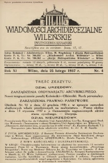 Wiadomości Archidiecezjalne Wileńskie : dwutygodnik kapłański. 1937, nr 4