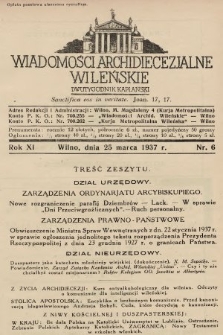 Wiadomości Archidiecezjalne Wileńskie : dwutygodnik kapłański. 1937, nr 6