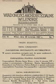 Wiadomości Archidiecezjalne Wileńskie : dwutygodnik kapłański. 1937, nr 7