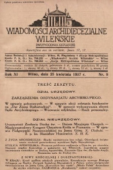 Wiadomości Archidiecezjalne Wileńskie : dwutygodnik kapłański. 1937, nr 8