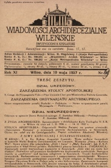 Wiadomości Archidiecezjalne Wileńskie : dwutygodnik kapłański. 1937, nr 9