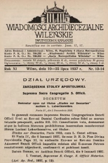 Wiadomości Archidiecezjalne Wileńskie : dwutygodnik kapłański. 1937, nr 13-14