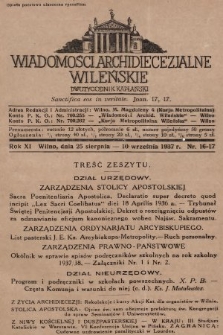 Wiadomości Archidiecezjalne Wileńskie : dwutygodnik kapłański. 1937, nr 16-17