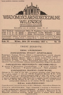 Wiadomości Archidiecezjalne Wileńskie : dwutygodnik kapłański. 1937, nr 18