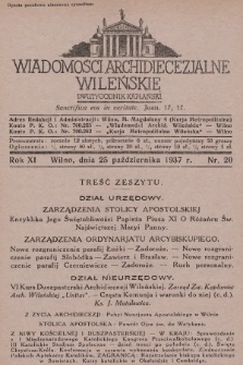 Wiadomości Archidiecezjalne Wileńskie : dwutygodnik kapłański. 1937, nr 20