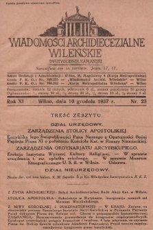 Wiadomości Archidiecezjalne Wileńskie : dwutygodnik kapłański. 1937, nr 23