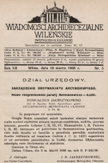 Wiadomości Archidiecezjalne Wileńskie : dwutygodnik kapłański. 1938, nr 5