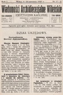 Wiadomości Archidiecezjalne Wileńskie : dwutygodnik kapłański. 1927 [całość]