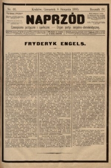 Naprzód : czasopismo polityczne i społeczne : organ partyi socyalno-demokratycznej. 1895, nr 32