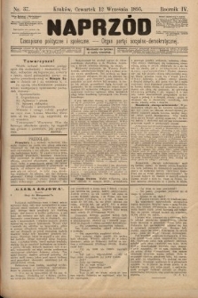 Naprzód : czasopismo polityczne i społeczne : organ partyi socyalno-demokratycznej. 1895, nr 37