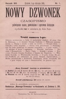 Nowy Dzwonek : pismo poświęcone nauce, powieściom i sprawom bieżącym. 1905, nr 1