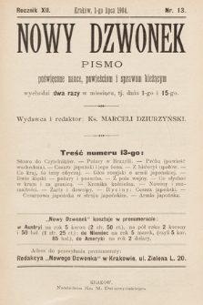 Nowy Dzwonek : pismo poświęcone nauce, powieściom i sprawom bieżącym. 1904, nr 13