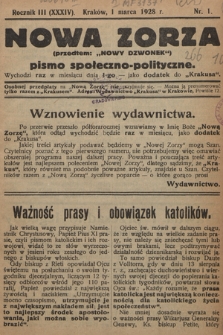 Nowa Zorza : (przedtem „Nowy Dzwonek”) : pismo społeczno-polityczne. 1928, nr 1